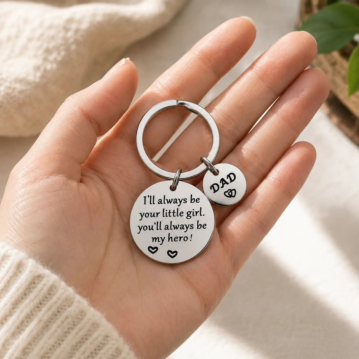 【Father's Day Gift】Dad Keychain Fathers Day Gift Daddy Papa Dad Gifts Birthday Gift for Dad from Daughter Son (Hero Dad Keychain From Little Girl)