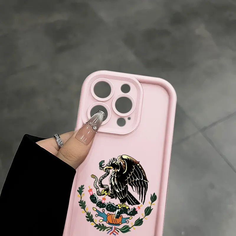 Mexican Eagle Emblem iPhone Case – Shockproof Vintage Cultural Crest Protective Cover for iPhone 11-17 Series