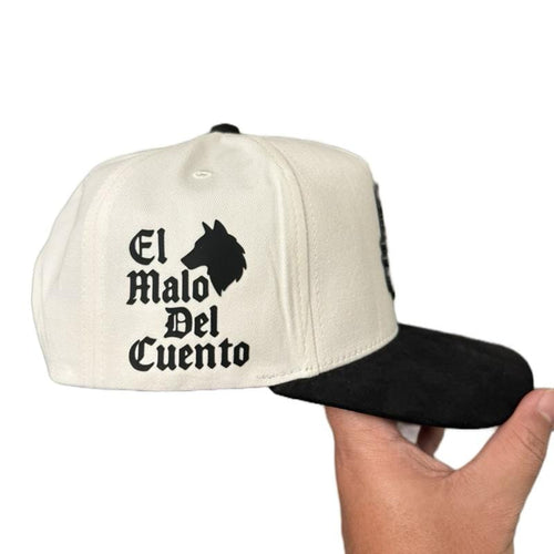 Alpha Wolf Hut Lobo Entre Ovejas Corrido Style Snapback Premium Schwarz-Weiß Kappe mit Wolfsaufnäher