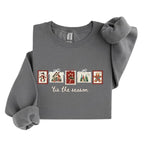 Retro-Winter-Sweatshirt mit Weihnachtsmotiven, Patchwork-Weihnachtspullover mit Weihnachtsmotiven, verspieltes Weihnachts-Sweatshirt, Winter-Sweatshirt mit Weihnachtsmotiven 