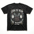 Women's Soft Fabric Vintage-Inspired Streetwear Short-Sleeve T-Shirt - "Living The Dream 1 Nightmare At A Time" Graphic, Loose Casual Chic Everyday Tee, Spring Glow Up, Outdoor Fun