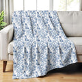 Golden Retriever French Toile Blanket, Velveteen Blue Toile de Jouy Cozy Throw for Golden Retriever Lovers, Dog Mom Plush Blanket Gifts