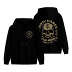 „Dirty Hands Clean Money“-Hoodie mit auffälligem Totenkopf-Motiv für Herren – Robuster Streetwear-Pullover – Motivierende Kleidung für den harten Job – Hergestellt in den USA 