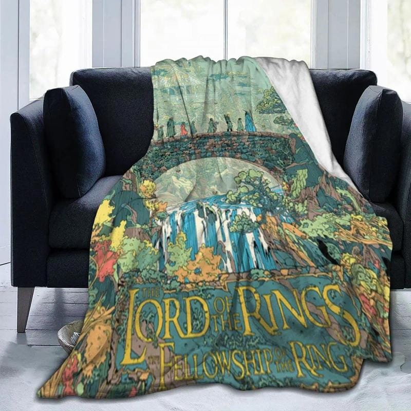 Herr der Ringe Flanelldecke mit Mittelerde-Landschaftsmotiv, ultraweich und warm, ganzjährig bequem, ideal für Sofa, Bett, Sessel oder als Dekoration. Strapazierfähig, maschinenwaschbar und langlebig. Hochwertige, ultraweiche Kuscheldecke.