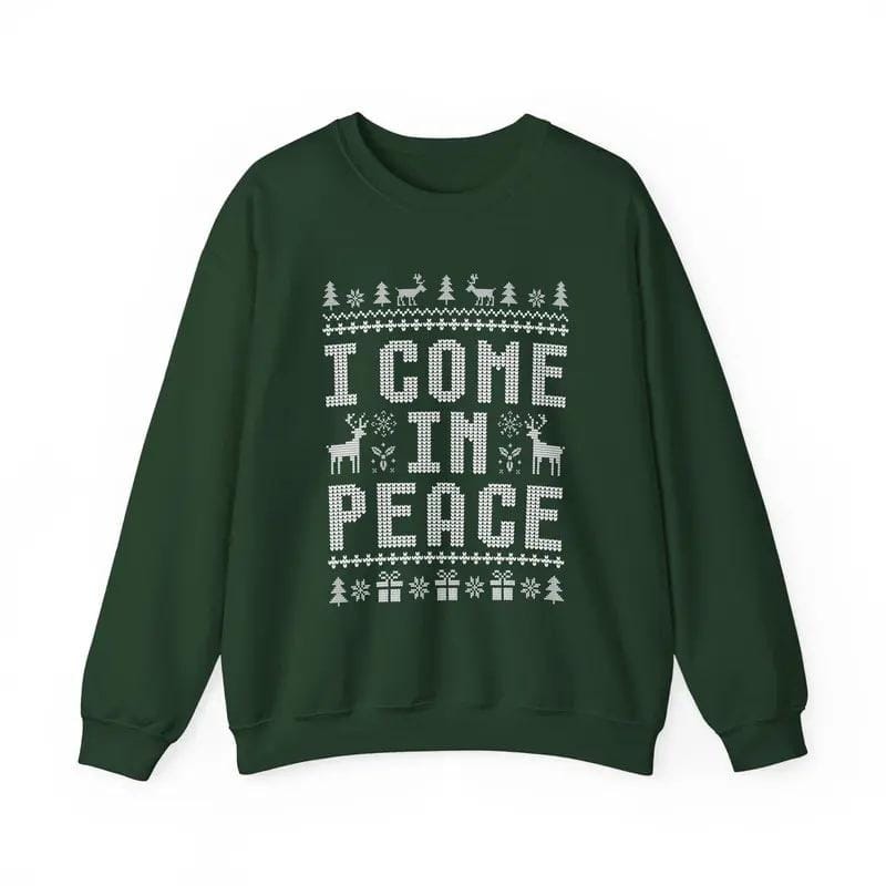 Witzige, kitschige Weihnachtspullover für Paare, süße Partner-Outfits für die Feiertage und der „I Come in Peace“-Sweatshirt für festlichen Style 