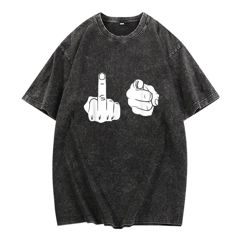 Funny Middle Finger Graphic T-Shirt - Novelty Pointing Gesture Tee Made in USA
