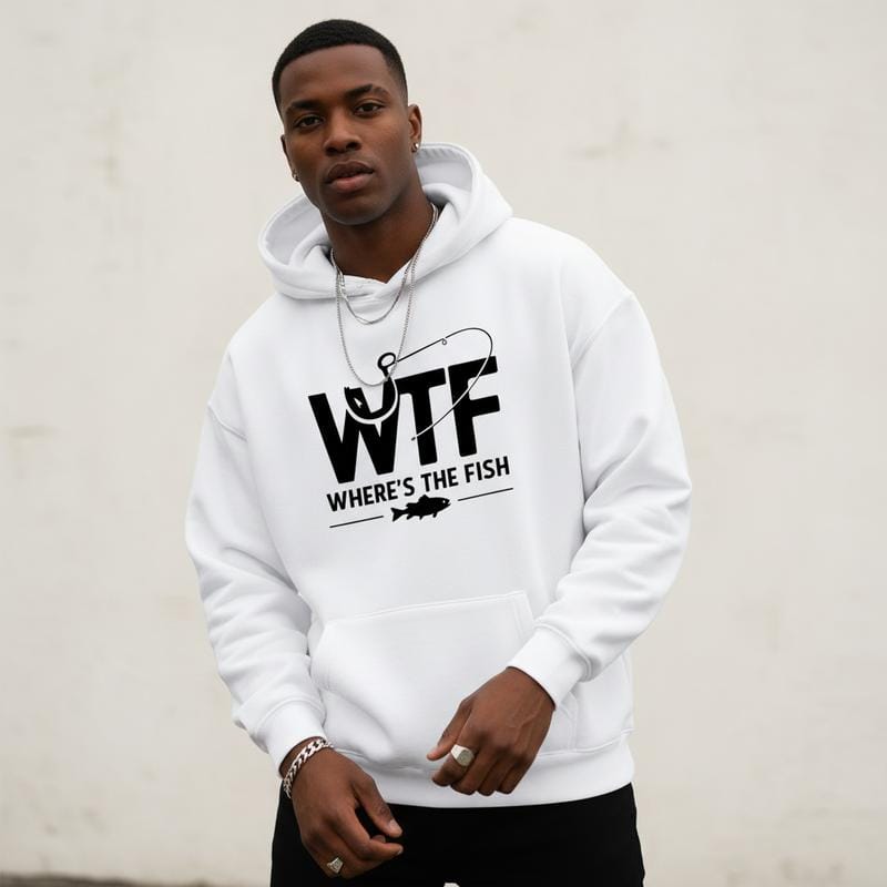 Lustiger Herren-Hoodie mit Angelmotiv – Langarmpullover aus Baumwollmischgewebe, normale Passform | Weiches und atmungsaktives Material, strapazierfähiger Druck, hoher Tragekomfort, maschinenwaschbar, lässiger Streetwear-Look 