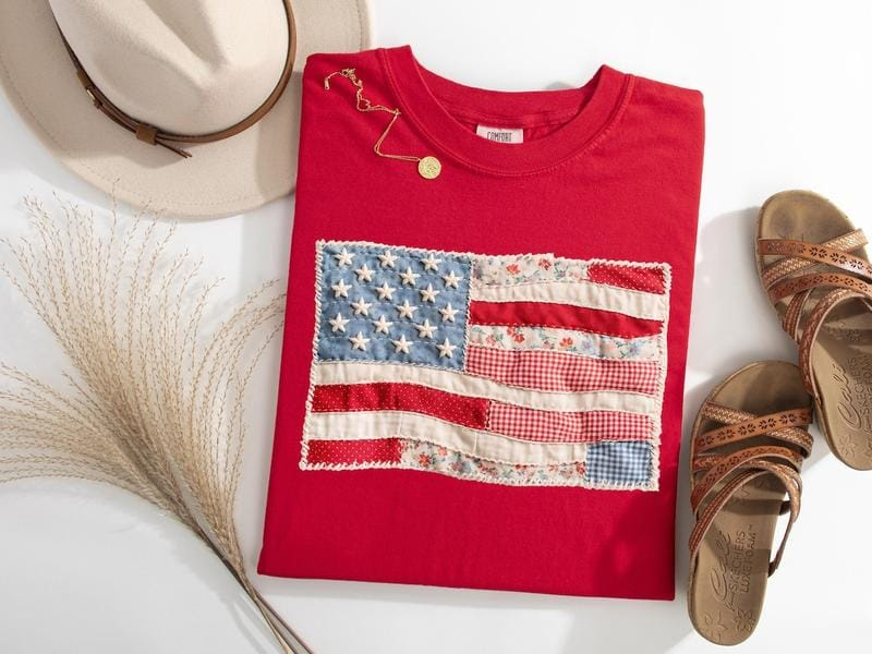 Comfort Colors Retro American Flag Shirt,  USA Tee, 4th of July Shirt, Patriotic Graphic Shirt, Fourth of July Shirt (Printed)
