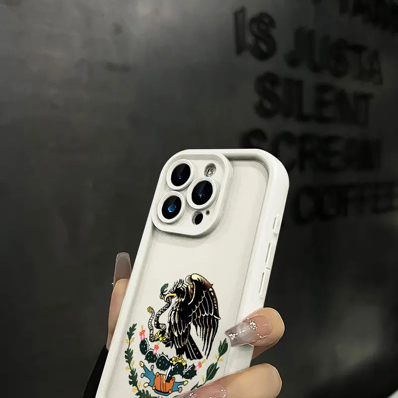 Mexican Eagle Emblem iPhone Case – Shockproof Vintage Cultural Crest Protective Cover for iPhone 11-17 Series