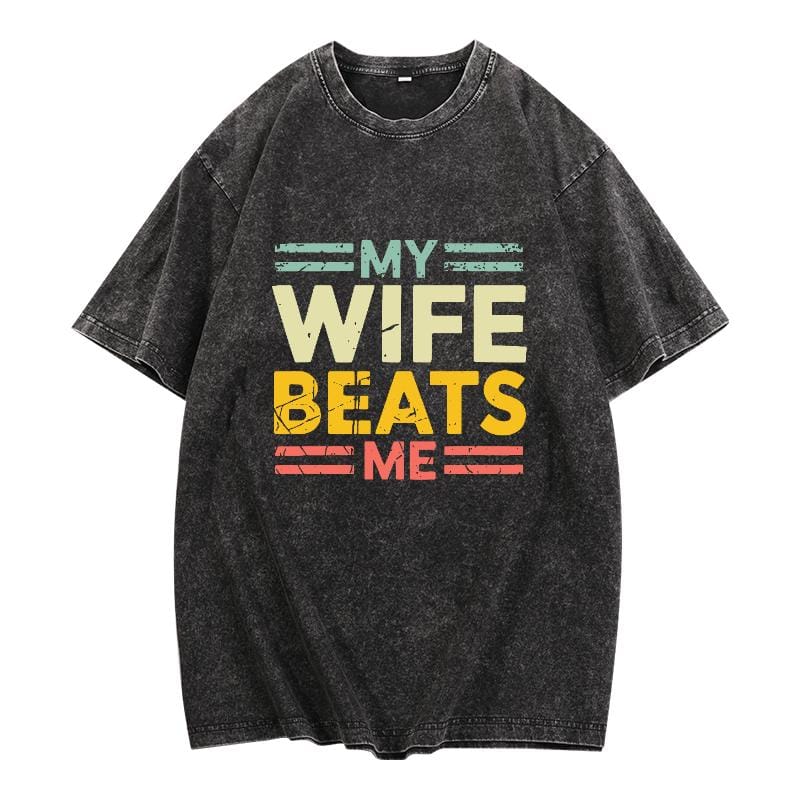 „Meine Frau schlägt mich“-Shirt, lustiges Pärchen-T-Shirt, witziges Geschenk für ihn, Muttertags-Shirt, Unisex-T-Shirt 