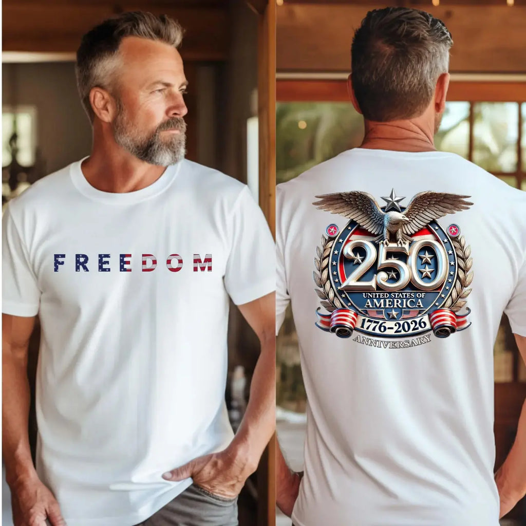 250th USA Independence 1776-2026 Patriotic Graphic T-Shirt Casual Summer Crew Neck Tee
