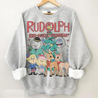 Vintage-Look Rudolph Sweatshirt, Weihnachtspullover mit Rundhalsausschnitt, Retro-Weihnachtspullover, Vintage-Weihnachtspullover, Rudolph das Rentier mit der roten Nase 